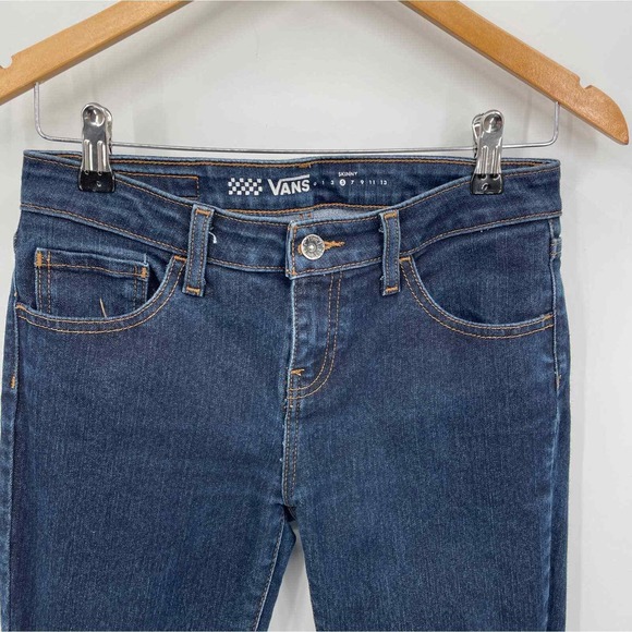 VANS off the Wall Skinny Jeans Womens 5 Blue Dark Wash High Waist - Picture 3 of 8
